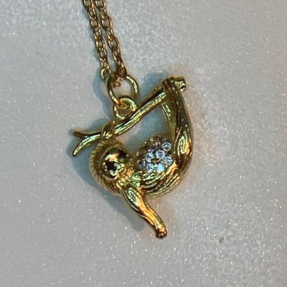 New, no tags, gold chain necklace, 20 inches, tiny sloth charm with bling - Picture 8 of 16